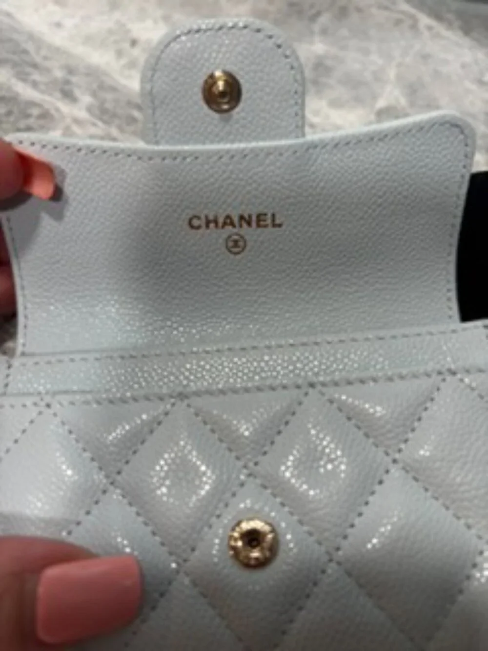 Authentic Pale Blue Chanel Card Holder